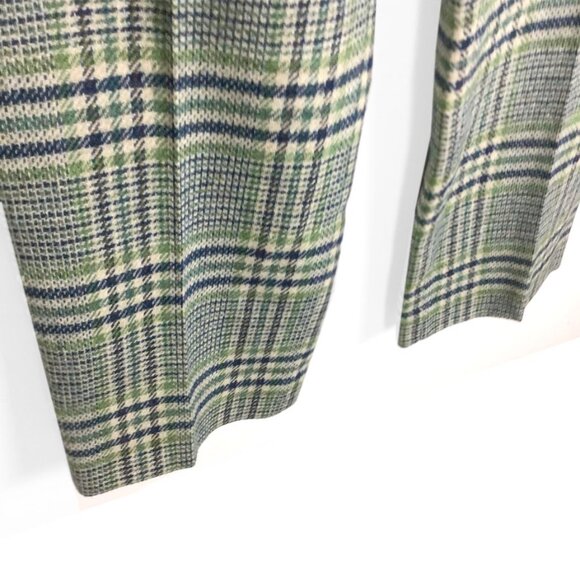 Pendleton Vintage 90s Green, Blue Stripes & Light Grey Plaid Wool Pants Trousers - Picture 7 of 12